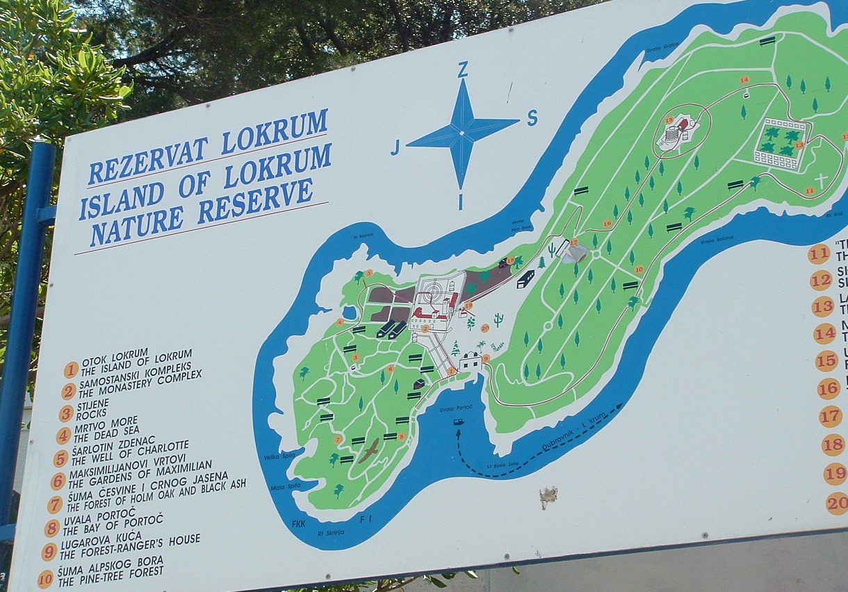 Map of the Lokrum Island