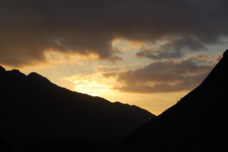 Sunset in mountains